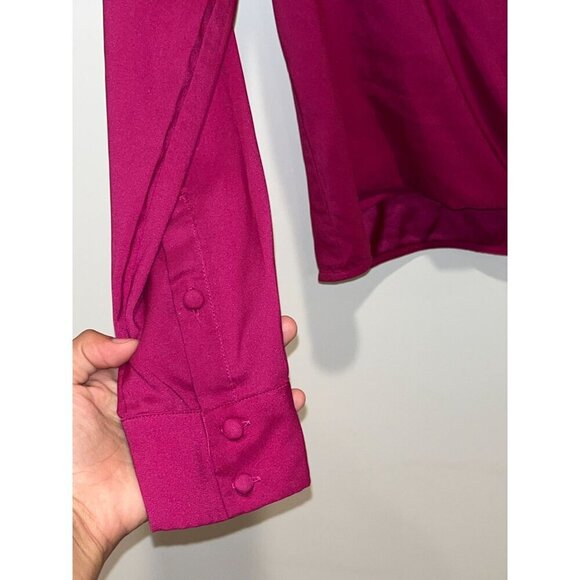 Parker Fuchsia Long Sleeve Button Cuffs Wrap Blouse Women's Size XS - Picture 4 of 9